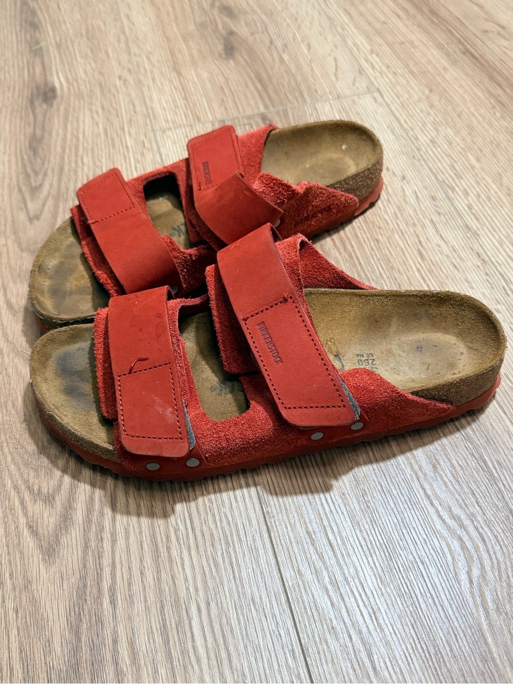Birkenstock Uji Sienna Red Suede Sandals Women's 8 Men's 6 EU 39 Hook and Loop